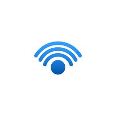 Vector illustration of wireless communication with blue light wifi signal.