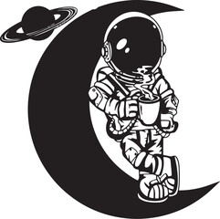 in the spacecraft enjoy a cup of coffee