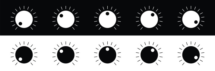 Set of Volume level knob signs. Round controller icon. Controller symbol collection. Vector Illustration.