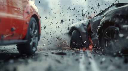 Dangerous road accident. Car crash