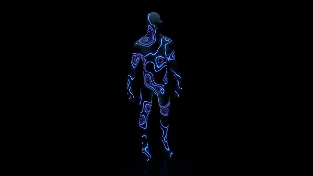 Humanoid 360 Neon Scanning Lasers 4K