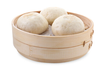 Delicious chinese steamed buns isolated on white