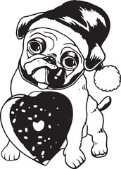 panda with a bone bulldog loving silhouette 