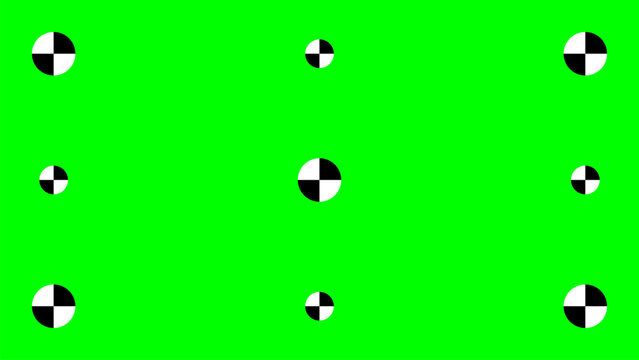 Green screen template with tracking marks. Chromakey technique. Studio background. Video technology to add VFX visual effects during movie post-production phase. Vector flat illustration.