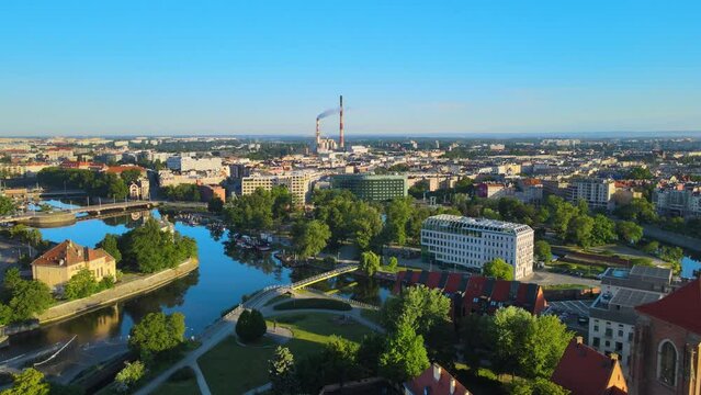 ancient beautiful city aerial photography architecture Europe  Wroclaw Poland