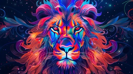 Colorful Lion Head
