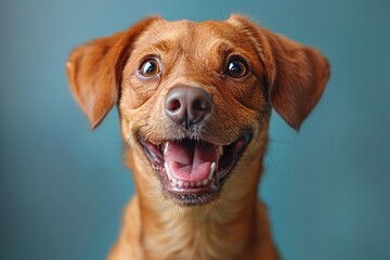 closeup of a happy dog ​​with its mouth open