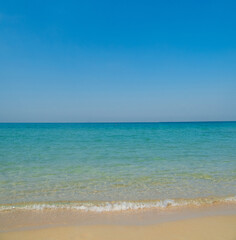Horizon Landscape summer vertical front view point beautiful  tropical sea beach white sand clean and blue sky background calm Nature ocean Beautiful  wave water travel at Sai Kaew Beach thailand