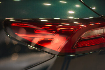 Closeup of a cars automotive tail brake light