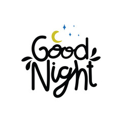 Hand Drawn Good Night Calligraphy Text Vector Design.