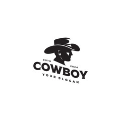 cowboy head logo vector illustration in vintage style