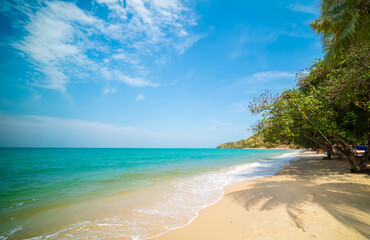 Horizon Landscape summer season panorama front view point tropical sea beach white sand clean and blue sky background calm nature ocean beautiful wave water travel at Sai Kaew Beach thailand holiday