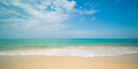 Horizon Landscape summer season panorama front view point tropical sea beach white sand clean and...