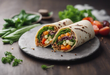 vegan food tasty wrap, isolated white background