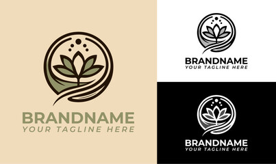 Natural Leaf Emblem Logo Design