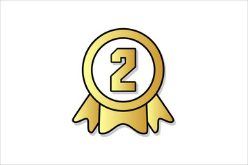 Flat number second two winner achievement champion award label logo template illustration