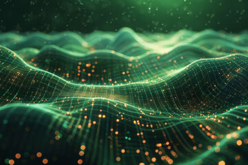 Abstract Waving Particle Technology Background with light effect.
