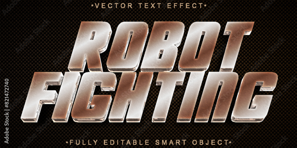 Poster robot fighting rusty metal vector fully editable smart object text effect