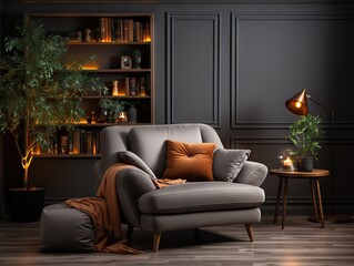 living room interior with sofa 