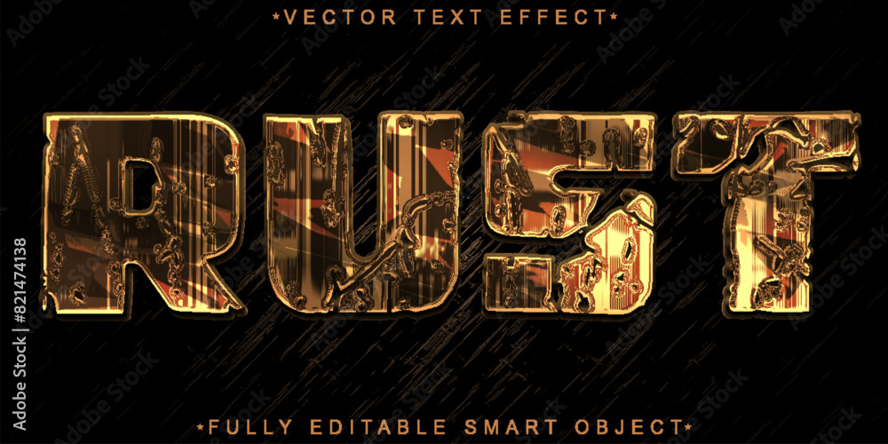 Poster worn shiny rusty bronze vector fully editable smart object text effect