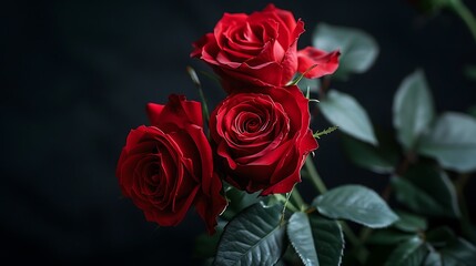 Obraz premium flower, nature, red, background, blossom, valentine, black, floral, romance, romantic, rose, isolated, decoration, beautiful, bloom, closeup, plant, colours, greeting, petal, love, gift, celebration, 