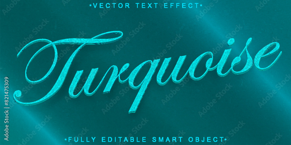 Poster turquoise vector fully editable smart object text effect