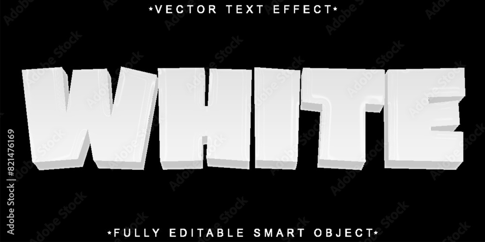 Poster script white vector fully editable smart object text effect