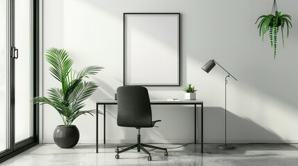 Interior Mockup with Office Background: ISO A Paper Size Frame