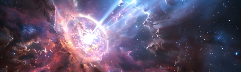 Obraz premium Space background with spiral galaxy, planet, and stars