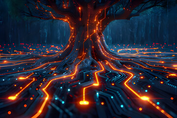 illustration of electrifying tree