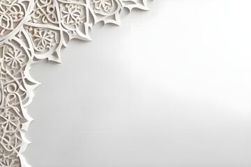 Fototapeta premium Islamic Arabic Arabesque Ornament Border Luxury Abstract White Background with Copy Space for Text