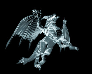 Fototapeta premium mech dragon is flying up fast
