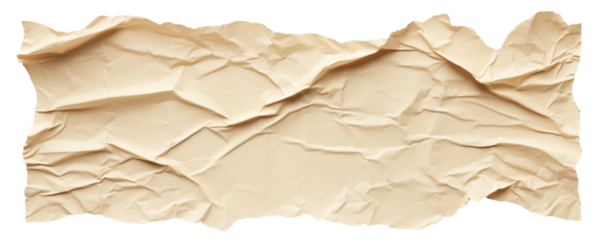  A realistic illustration of a  crumpled paper texture in beige color with torn edges. ,  png , transparent