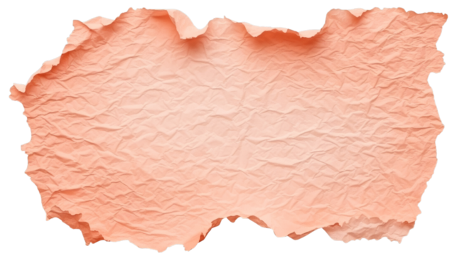  A realistic illustration of a The photo shows a crumpled paper texture in peach color with torn edges. ,  png , transparent