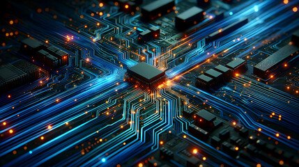 illustration of electric circuit with processor