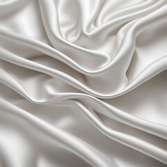 Obraz premium Soft White Blurred Background Texture: Elegant and Peaceful Satin Fabric with Silky Ripple Effect, Luxurious Smooth Material for Fashion, Beauty Design, Home Décor, and Creative Projects