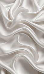 Fototapeta premium Soft White Blurred Background Texture: Elegant and Peaceful Satin Fabric with Silky Ripple Effect, Luxurious Smooth Material for Fashion, Beauty Design, Home Décor, and Creative Projects