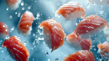 Sashimi Flying In The Air High quality images. Generative ai