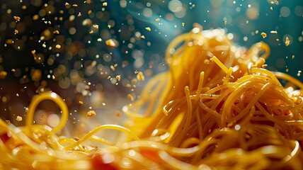 Spaghetti Flying In The Air High quality images. Generative ai