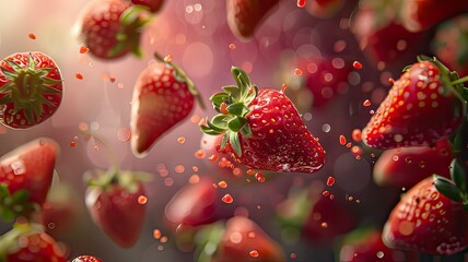 Strawberry Flying In The Air High quality images. Generative ai