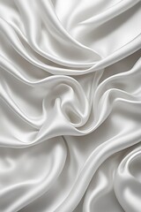 Obraz premium Soft White Blurred Background Texture: Elegant and Peaceful Satin Fabric with Silky Ripple Effect, Luxurious Smooth Material for Fashion, Beauty Design, Home Décor, and Creative Projects