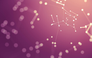 Abstract background. Molecules technology with polygonal shapes, connecting dots and lines. Connection structure. Big data visualization.