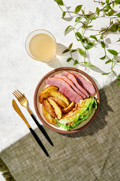 Corned Beef, Roasted Potatoes and Cabbage Meal