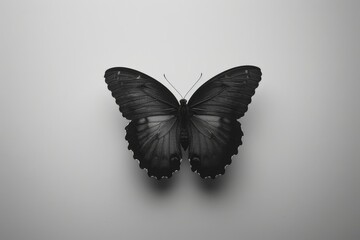 Obraz premium Metamorphosis in Monochrome: A Minimalist Exploration of Change. Black butterfly