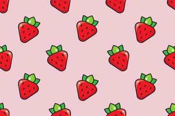 Flat Strawberry Vector Pattern