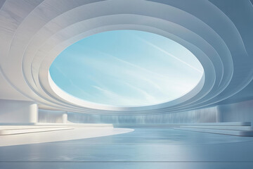 Concrete outdoor square building,Empty architectural background.
