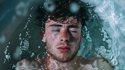 man sitting in a cold plunge tub
