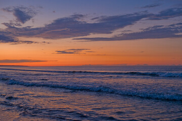 Blue and Orange Sky Sunset Over Ocean