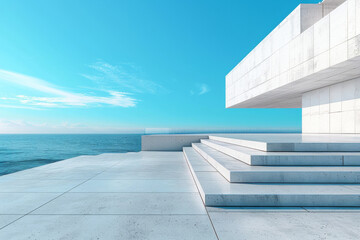 Obraz premium Concrete steps and buildings on the square,Empty architectural background. 