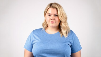 Fototapeta premium Chubby blonde woman on a light isolated background 